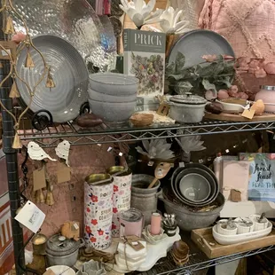 a display of decorative items