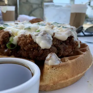 Chicken and waffle dish