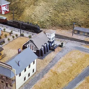 Little brown church (this museum) in the model railroad exhibit