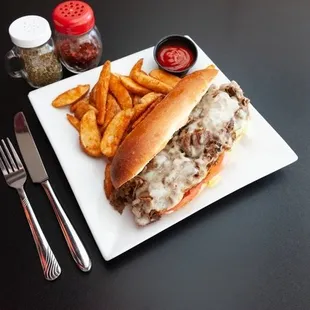 Cheesesteak Sandwich &amp; wedges