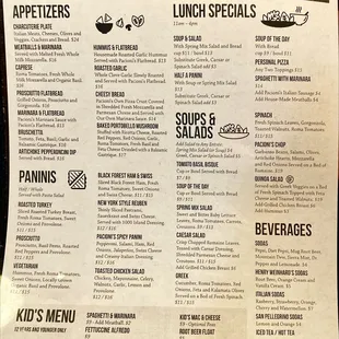 Menu shot - the lunch side