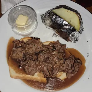 Hot Roast Beef with baked potato