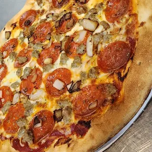 a pepperoni and mushroom pizza