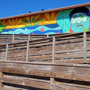 a colorful mural on the side of a building