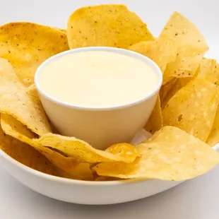  a bowl of chips and dip