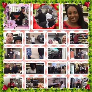 a collage of pictures of people shopping