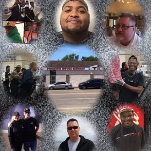 a collage of photos taken from inside the store