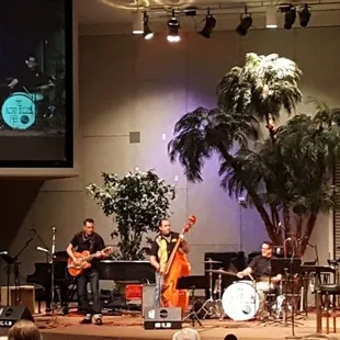 a band performing on stage