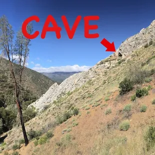 Cave is located and top of mountain