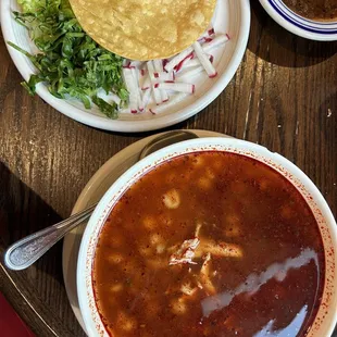 Red pozole, came out lukewarm