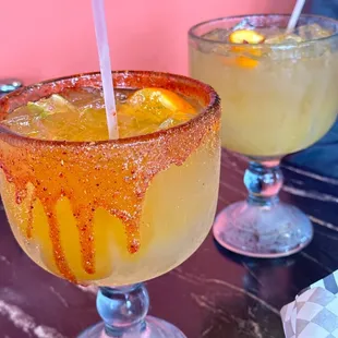 Mango and passion fruit margaritas