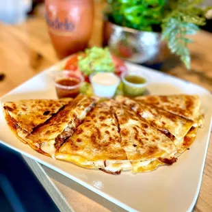a plate of quesadillas