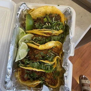 Chorizo and steak tacos