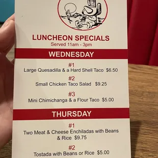 Pacos lunch specials