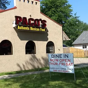 Now open for dining in on Thursday Friday and Saturday.