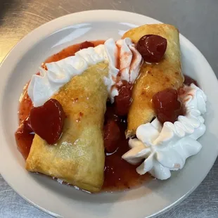 Small strawberry cheesecake chimis