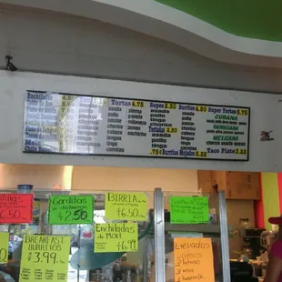 Menu board subject to change