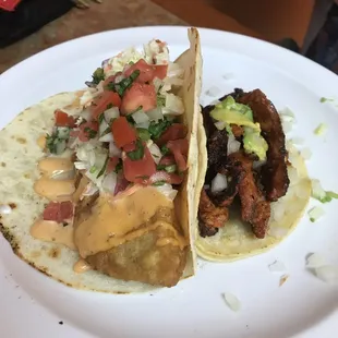 Fish Taco and Al Pastor taco