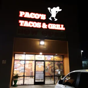 Because it is in the evening, you can't see the graphics for this storefront