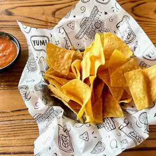 Nicely warmed Nachos w/ spicy sauce!