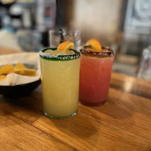 two margaritas on a table