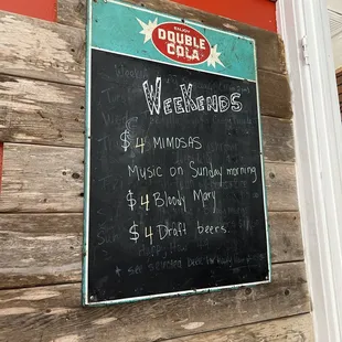 Weekends drinks as of June 2024
