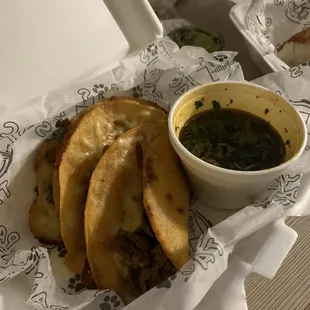 Birria rock tacos with consume