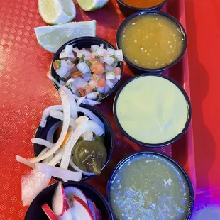 a variety of condiments