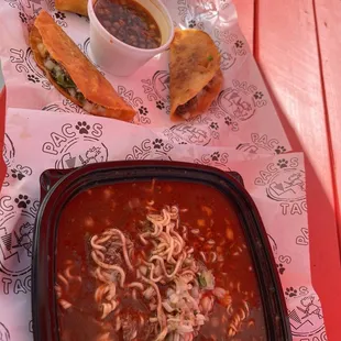 Birria ramen and rock tacos