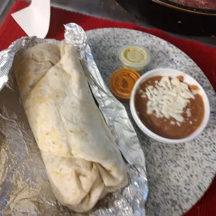 Chicken burrito with beans