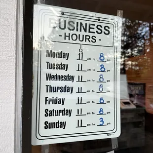 Hours as of 10/11/2024