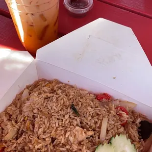 Spicy fried rice, Thai Ice Tea