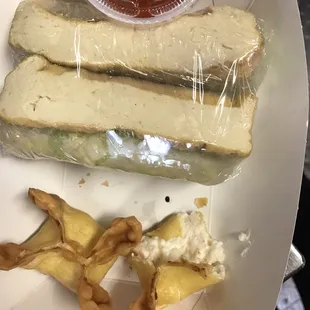 Tofu Salad Rolls and Crab Puffs. So delicious!!!