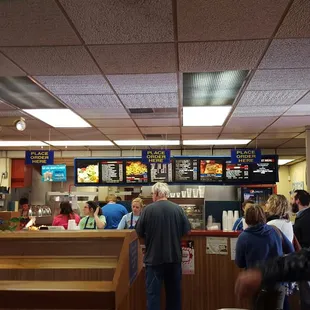 Counter service.  Lots of burger options.