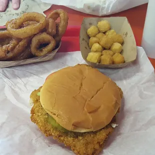 Wow... Pork Tender sandwich  (deluxe), large onion ring and order of Cheese Balls.