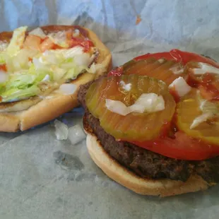 1/4 lb hamburger, opened.