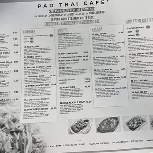 Take out menu