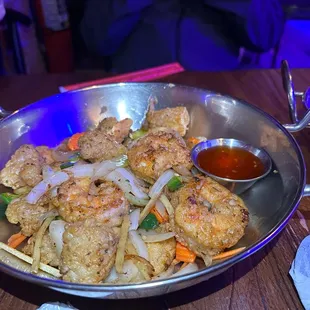 Salt and Pepper Shrimp and Squid (evening time)