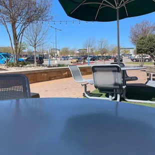 Outside seating area since takeout only offered