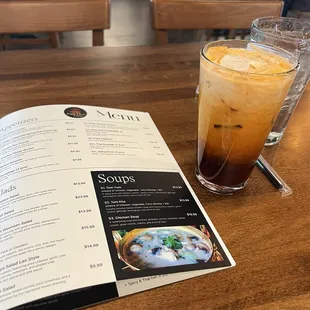 Menu and Thai Tea