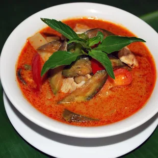 Red Curry Chicken with extra spicy sauce.