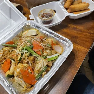 Pad Thai plus veggies  6 Crispy Spring Rolls