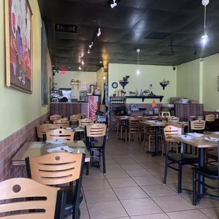 tables and chairs in a restaurant