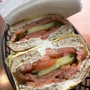 Upclose Smoked Salmon Bagel Lunch Sandwich