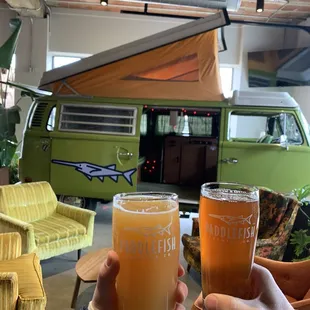 Indoor German Van you can hangout in and drink your beers