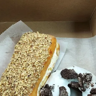 Maple topped creme filled and Cookie and cream donuts.