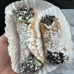 Cannolis! Bigger was a special-Mint Choc Chip, smaller is traditional
