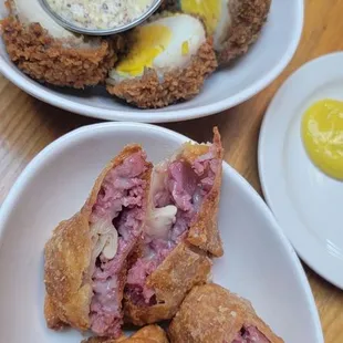 scotch eggs, and rueben egg rolls.