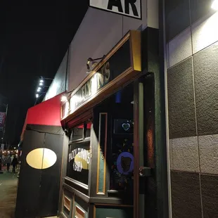 the entrance to the bar