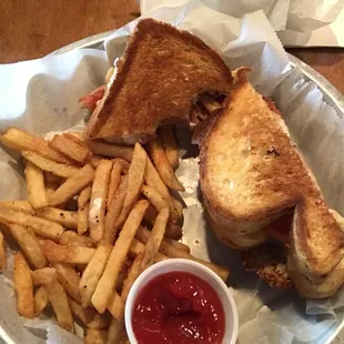 Bottomless fries with sandwich.